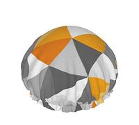 Shower Cap,Triangle Black And White With Gold Seamless Pattern Double Waterproof Bathing Cap,Elastic Reusable Shower Cap,Bath Caps Nightcap