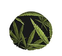 Shower Cap,Vintage GreenLeaf Design Waterproof Double Layer Bath Caps Perfect For All Hair Lengths And Thicknesses
