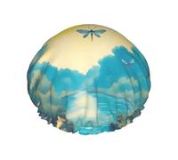 Shower Cap with beautiful dragonflies Print for Women Comfortable Durable and Not Tight Hair Protection Accessory