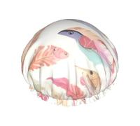 Shower Cap with Coloured feathers Print for Women Comfortable Durable and Not Tight Hair Protection Accessory
