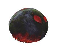 Shower Cap with Elastic Reusable Bath Cap for Women Soft Double Layer Waterproof Hair Cap Red Leaf Stone Moss Shower Caps for Long Short and Curly Hairs