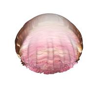 Shower Cap with Elastic Reusable Bath Cap for Women Soft Double Layer Waterproof Hair Cap Romantic Tunnel of Pink Flower Trees Shower Caps for Long Short and Curly Hairs