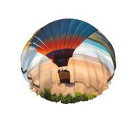 Shower Cap with Hawaii Hot Air Balloon Print for Women Comfortable Durable and Not Tight Hair Protection Accessory