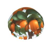 Shower Cap with Many Oranges on the Tree Print for Women Comfortable Durable and Not Tight Hair Protection Accessory