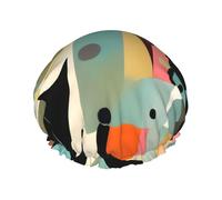 Shower Cap with Mid-Century Modern Art Cat Print for Women Comfortable Durable and Not Tight Hair Protection Accessory