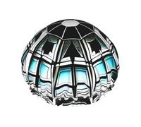 Shower Cap with Octagon Building Print for Women Comfortable Durable and Not Tight Hair Protection Accessory