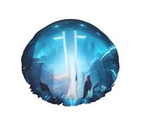 Shower Cap with Science Fiction Future Print for Women Comfortable Durable and Not Tight Hair Protection Accessory