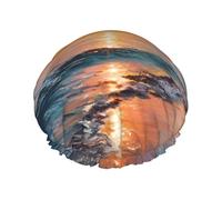 Shower Cap with The Sea At Low Tide Print for Women Comfortable Durable and Not Tight Hair Protection Accessory