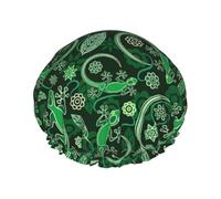 Shower Caps, Abstract Gecko Lizard Green Shower Cap for Women Reusable Waterproof, Hair Cap for Shower, Double Layers Elastic Band Long Hair Bath Caps