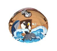 Shower Caps, Animals on Noah's Ark Floating Shower Cap for Women Reusable Waterproof, Hair Cap for Shower, Double Layers Elastic Band Long Hair Bath Caps
