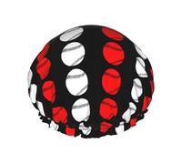 Shower Caps Baseball Sports funny Flag Reusable Shower Cap for Women Double Layer Waterproofs Hair Cap for All Hair Lengths for Spa Home Salon