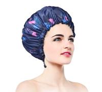 Shower Caps, Double Layer & Adjustable Bathing Cap for Shower, Extra Large Reusable Hair Cap for Women, Waterproof Exterior & EVA Lining, Oversized Design for All Hair Lengths/Style