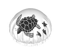 Shower Caps, Family Of Sea Turtles Shower Cap for Women Reusable Waterproof, Hair Cap for Shower, Double Layers Elastic Band Long Hair Bath Caps