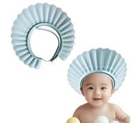Shower Caps for Kids, KAMHBE Baby Shower Cap Shield Adjustable Dinosaur Hair Washing Shampoo Shield Baby Visor for Eyes, Ears and Face (shell-blue)