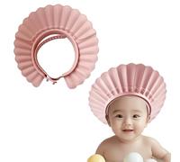 Shower Caps for Kids, KAMHBE Baby Shower Cap Shield Adjustable Shell Hair Washing Shampoo Shield Baby Visor for Eyes, Ears and Face (shell-pink)