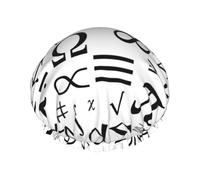 Shower Caps for Women, Math Symbol Print Funny Reusable Hair Cap for Shower, Double Layers Hair Cap for Shower with Peva Lining and Elastic Rope