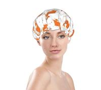 Shower Caps for Women, Reusable Waterproof Shower Cap, Double Layers Elastic Band Long Hair Bath Caps, Cute Corgi Dog Funny_F Hair Cap for Shower