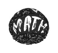 Shower Caps, I love Math Shower Cap for Women Reusable Waterproof, Hair Cap for Shower, Double Layers Elastic Band Long Hair Bath Caps