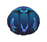 Shower Caps Magic moon moth Mystical goth astrology Art Reusable Shower Cap for Women Double Layer Waterproofs Hair Cap for All Hair Lengths for Spa Home Salon