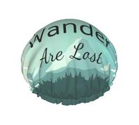 Shower Caps, Not All Those Who Wander Are Lost1 Shower Cap for Women Reusable Waterproof, Hair Cap for Shower, Double Layers Elastic Band Long Hair Bath Caps