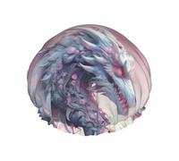 Shower Caps, Pink Sky Dragon Shower Cap for Women Reusable Waterproof, Hair Cap for Shower, Double Layers Elastic Band Long Hair Bath Caps