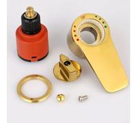 Shower Cartridge with Built-in Thermostatic Element and Bounce Switch for Use in Conventional Hot Cold Water Mixing Valve Setups (Forward+Gold)