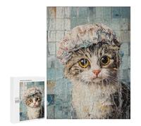 Shower Cat Bath Time Fun: Home Décor Activity, 500 PCS Wooden Brain Teaser for Adults - for Detail-Focused Puzzlers