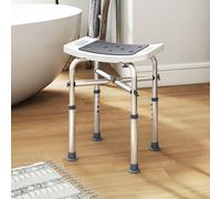 HOMCOM Shower Chair for the Elderly and Disabled, Adjustable Padded Shower Stool with Built-in Handle and Non-slip Suction Foot Pads, Grey