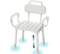 Shower Chair for Elderly, 348 lb 4-in-1 Shower Stool with Arms & Back | Switch between arms + back, back only, arms only, or an open stool to match changing bathing support needs