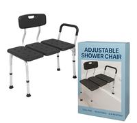 Shower Chair for Elderly, Non Slip Bath Seat for Adults, Shower chair to sit on in shower, Transfer seat for Disabled, Bathtub seat for Getting Into and Out of Bath, Shower Stool (Black, One Size)