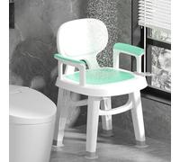 Shower Chair with 44Cm Seat, Lightweight Bathroom Bench with Suction Feet and Nonslip Design, 330Lbs Capacity, Removable Armrests, Shower Clip
