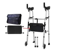 Shower Chair with Soft Pad,Folding Elderly Walker Trolley with Detachable Arm Rest and Legs - Adjustable Height Rolling with 2 Wheels and Carry Bag |Walking Frame Mobilit