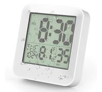 Shower Clock Waterproof - Digital shower timer with Touch Screen, Bathroom Shower Kitchen Wall Clock Battery Operated, bathroom clock with Countdown Temperature Suction Cup Hanging Hole Stand