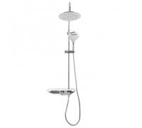 Shower column with 3 spray shower heads, thermostatic mixer, height adjustable bar, Chrome/White (SATSSTKP)