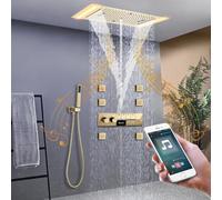 Shower Column with Music 64 Colors CeilingMounted Rainfall Shower Set 6 Jets Temture DisplayColonna a Idroaggio