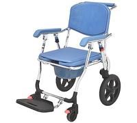 Shower Commode Chair On Wheels, Commode Toilet Chairs Folding Pedal And Sponge Cushion, Mobile Bedside Wheelchair For Elderly, Disabled People(A)
