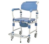 Shower Commode Wheelchair, Portable Rolling Chair for Elderly & Disabled Adults, Bariatric Support with Arms, 4-in-1 Design for Safety and Comfort