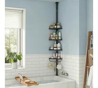 Shower Corner Shelf, 4-Tier Bathroom Shower Shelf, 85-305 cm Adjustable Shower Caddies, Black