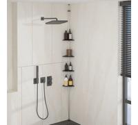 4-Tier Telescopic Shower Corner Shelf Silver Aluminium Wall Rack vidaXL