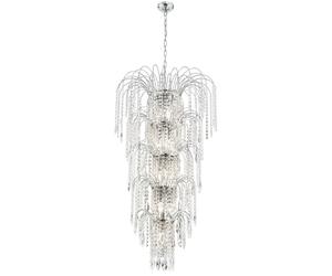 Shower Crystal Chandelier In Chrome 5 Tiered 13 Lights