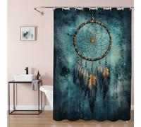 Shower Curtain 100 x 200 cm Dreamcatcher Extra Long Bathroom Curtains Green, Waterproof Quick-Drying Washable Soft Polyester Fabric Shower Liner with Hooks and Weighted Hem, Hotel, Wet Room Tub 9Q-34