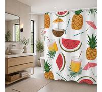 Shower Curtain 150 x 180 cm, Pineapple Shower Curtains for Bathroom, Waterproof Polyester Bathroom Curtains with Weighted Hem & 12 Hooks, Machine Washable Quick-Drying Bath Curtain (Fruit) T-X42