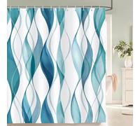 Shower Curtain 180 × 180 cm - Blue and Teal Striped Shower Curtains Bathroom Curtains Modern Elegant Minimalist Design Waterproof Mildew Mould Quick-Drying Resistant Polyester Fabric with 12 Hook