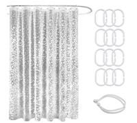 Shower Curtain, 180 X 180 cm Pebble Shower Curtains Mould Proof Resistant, White Shower Curtain, Eva Waterproof Bathroom Curtains, Weighted Shower Curtain with Magnets, Hooks, Curtain Ties
