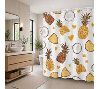 Shower Curtain 180 x 180 cm, Pineapple Shower Curtains for Bathroom, Waterproof Polyester Bathroom Curtains with Weighted Hem & 12 Hooks, Machine Washable Quick-Drying Bath Curtain (Yellow) T-X42