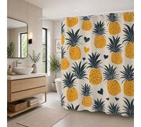 Shower Curtain 180 x 190 cm, Pineapple Shower Curtains for Bathroom, Waterproof Polyester Bathroom Curtains with Weighted Hem & 12 Hooks, Machine Washable Quick-Drying Bath Curtain (Fruit) T-X42