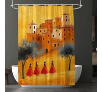 Shower Curtain 180 x 210 cm, Waterproof Heavy Duty Weighted Shower Curtains for Bathroom, Fabric Bath Africa Curtain with Hooks, Extra Long Curtains for Wet Room & Tubs, Machine Washable, Woman D-3866
