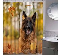 Shower Curtain 180x180cm Waterproof Shower Curtain German Shepherd Bath Curtains for Shower Wet Room Unique Printed Animal Dog Shower Curtain Rust Proof Eyelets