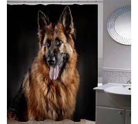 Shower Curtain 180x180cm Waterproof Shower Curtain German Shepherd Bath Curtains for Shower Wet Room Unique Printed Animal Dog Shower Curtain Rust Proof Eyelets