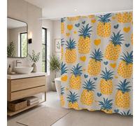 Shower Curtain 200 x 200 cm, Pineapple Shower Curtains for Bathroom, Waterproof Polyester Bathroom Curtains with Weighted Hem & 12 Hooks, Machine Washable Quick-Drying Bath Curtain (Fruit) T-X42